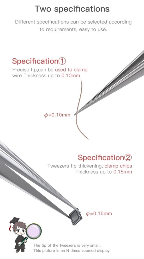 Non-magnetic Pointed Stainless Steel Tweezers #MEGA-IDEA