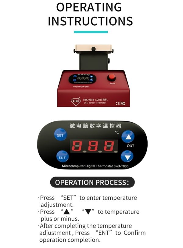 Rotatable Platform Glue Remove Holder Plate & LCD Separator Heater Machine Dual Pump #TBK-988Z