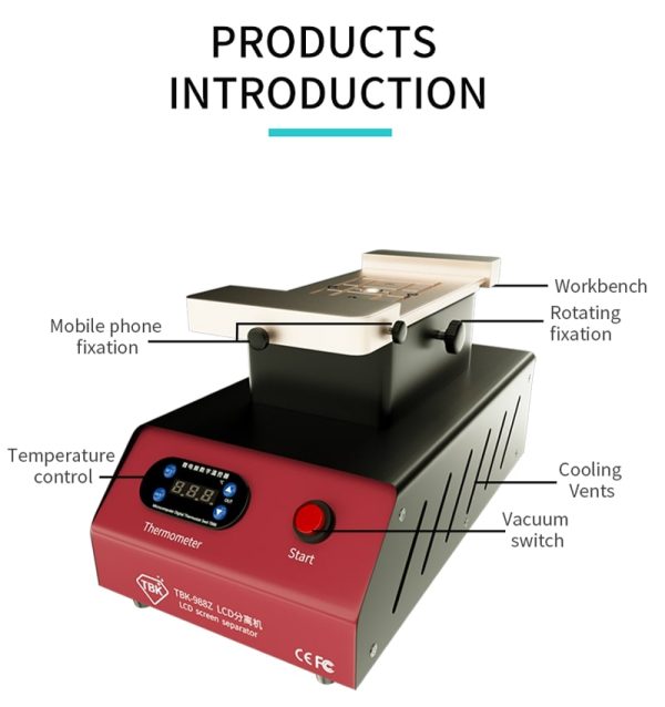 Rotatable Platform Glue Remove Holder Plate & LCD Separator Heater Machine Dual Pump #TBK-988Z