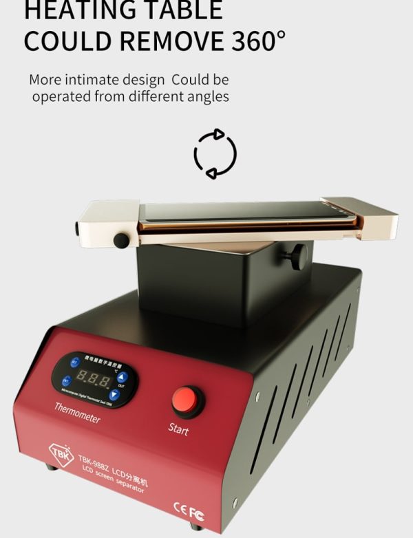 Rotatable Platform Glue Remove Holder Plate & LCD Separator Heater Machine Dual Pump #TBK-988Z