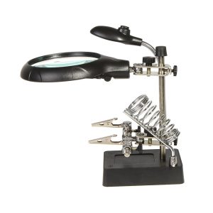 LED Light Magnifier Helping Hand Auxiliary Clamp Alligator Clip Stand #MG16129-C
