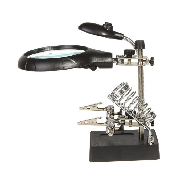 LED Light Magnifier Helping Hand Auxiliary Clamp Alligator Clip Stand #MG16129-C