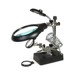 LED Light Magnifier Helping Hand Auxiliary Clamp Alligator Clip Stand #MG16129-C