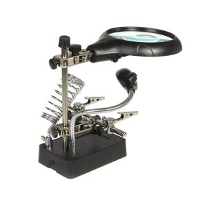 LED Light Magnifier Helping Hand Auxiliary Clamp Alligator Clip Stand #MG16129-C