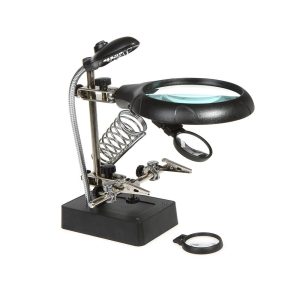 LED Light Magnifier Helping Hand Auxiliary Clamp Alligator Clip Stand #MG16129-C