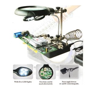 LED Light Magnifier Helping Hand Auxiliary Clamp Alligator Clip Stand #MG16129-C